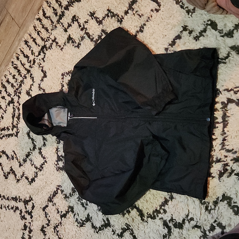 Kids Columbia Rain Jacket Windbreaker Coat Black Size M